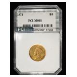 1871 $3 PRINCESS GOLD PCI BU