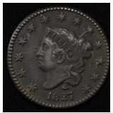 1827 LARGE CENT AU/BU