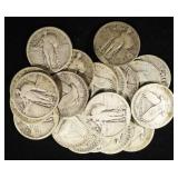 (20) 90% SILVER STANDING LIBERTY QUARTERS