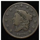 1829 CORONET HEAD LARGE CENT FINE