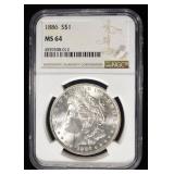 1886 MORGAN DOLLAR NGC MS64