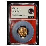 1942 LINCOLN CENT PCGS MS-67 RD