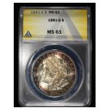 1881-S MORGAN DOLLAR ANACS MS61