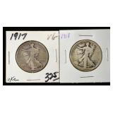 1917 & 1918 WALKING LIBERTY HALF DOLLARS