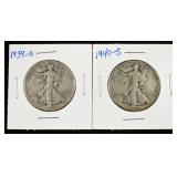 1939-S & 1940-S WALKING LIBERTY HALF DOLLARS