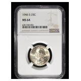 1946-S WASHINGTON QUARTER NGC MS64