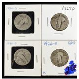 1927-D & (3) 1926-S STANDING LIBERTY QUARTERS