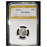 1892-S BARBER DIME PGS CH/GEM BU