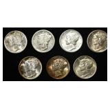 1918-D, 36, 39-P,D, (2) 41, 42 MERCURY DIMES