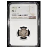 1916-D MERCURY DIME NGC AG3