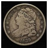 1835 CAPPED BUST DIME VF