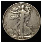 1938-D WALKING LIBERTY HALF DOLLAR XF