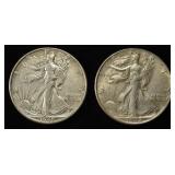 1945 & 1946 LIBERTY SEATED HALF DOLLAR AU/BU