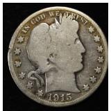 1915 BARBER HALF DOLLAR GOOD