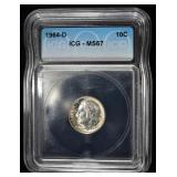 1964-D ROOSEVELT DIME ICG MS67