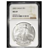 2002 AMERICAN SILVER EAGLE NGC MS69