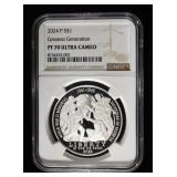 2024-P $1 COMMEM GREATEST GENERATION NGC PF70