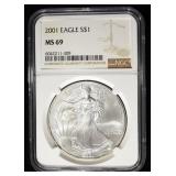 2001 AMERICAN SILVER EAGLE NGC MS69