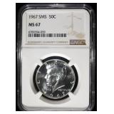 1967 SMS KENNEDY HALF DOLLAR NGC MS67
