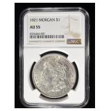 1921 MORGAN DOLLAR NGC AU55
