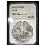 2000 AMERICAN SILVER EAGLE NGC MS69