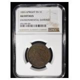 1855 UPRIGHT55 LARGE CNT NGC AU DETAILS