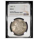 1889 MORGAN DOLLAR NGC MS61