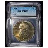 1976 TYPE2 EISENHOWER DOLLAR ICG MS66
