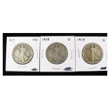 1917, 1918 & 1919 WALKING LIBERTY HALF DOLLAR