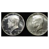 (2) 90% SILVER 1964 KENNEDY HALF DOLLARS PROOF BU