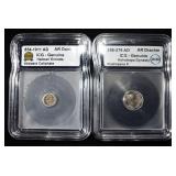 2 SILVER ANCIENTS 854-1011AD DAMMA, 256-278 DRACHM