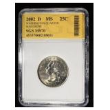 2002-D WASHINGTON QUARTER SGS PERFECT GEM BU