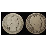 1904-S & 1907-D BARBER HALF DOLLARS