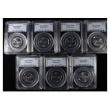 (7) 2005-P,D MINNESOTA WASHINGTON 25C PCGS MS64-66