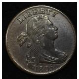 1805 DRAPED BUST CENT RB CH AU/UNC