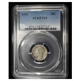 1921 MERCURY DIME PCGS F15