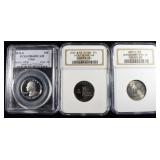 (3) GRADED WASHINGTON QUARTERS