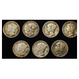 (7) MERCURY DIMES G-VG