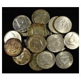(20) 40% SILVER KENNEDY HALF DOLLARS