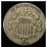 1870 SHIELD NICKEL VF/XF