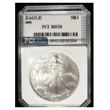 2000 AMERICAN SILVER EAGLE PCI PERFECT GEM BU