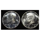 (2) 90% SILVER 1964 KENNEDY HALF DOLLARS PROOF BU