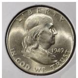 1949 FRANKLIN HALF DOLLAR GEM BU FBL