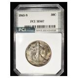 1945-S WALKING LIBERTY 50C PCI SUPERB GEM BU