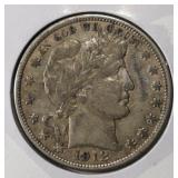 1912 BARBER HALF DOLLAR XF