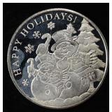 HAPPY HOLIDAYS 1 OZ .999 SILVER ROUND