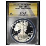 1987-S AMERICAN SILVER EAGLE ANACS PF66 DCAM