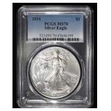 2014 AMERICAN SILVER EAGLE PCGS MS70