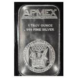 APMEX 1 OZ .999 SILVER BAR