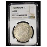 1921 MORGAN DOLLAR NGC AU58